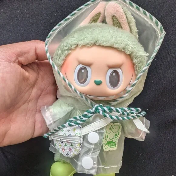 Mini Keroppi Raincoat & Rain Boots - Labubu Doll Clothes | Tiny Fashion - Picture 13 of 14